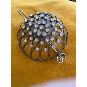 Vintage Jeweled Rhinestone Metal Bun cover Hair Cage Ornament Bridal Costume